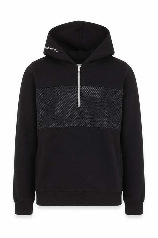 Jack & Jones Men's Black L Hooded 1/4 Zip Basic Jacket