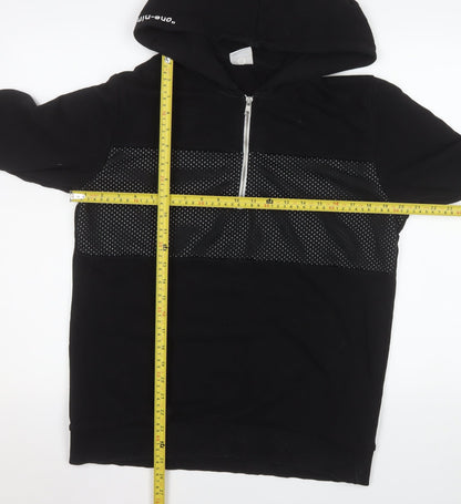 Jack & Jones Men's Black L Hooded 1/4 Zip Basic Jacket