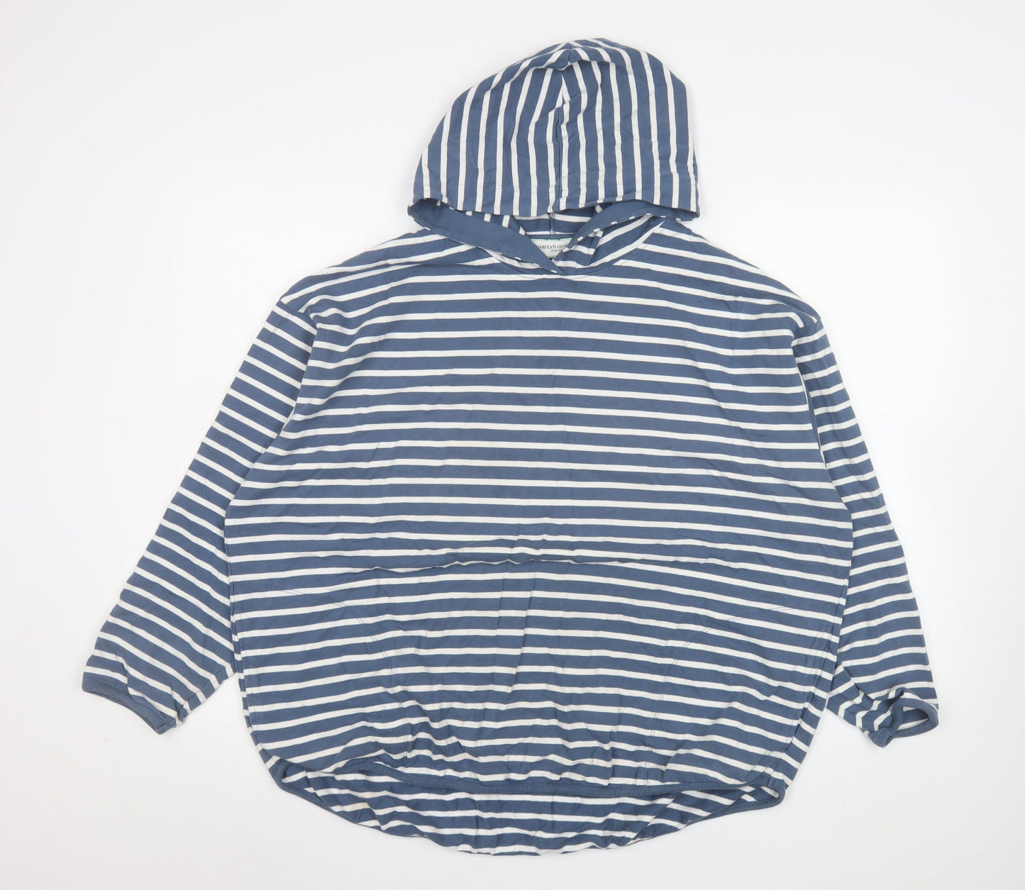 Carolyn Donnelly The Edit Womens Blue White Striped Cotton Hoodie UK L