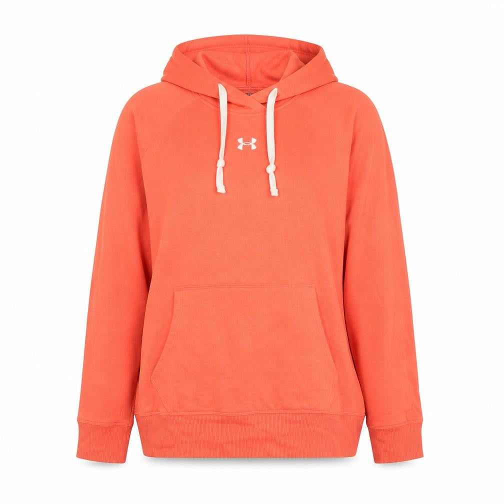 Under Armour Womens Orange Pullover Hoodie Size L Cotton Blend