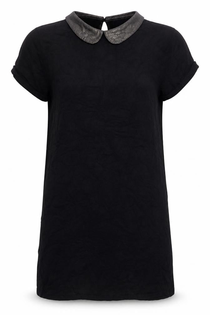 Marks & Spencer Women’s Black Shift Dress Size 12 Short Sleeve Classic Collar
