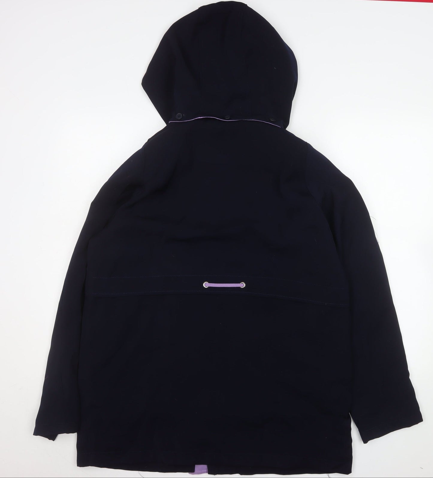 EWM Women’s Blue Hooded Parka Coat Size 14 Lined Mid-Length Casual