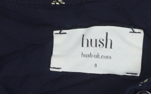 Hush Womens Blue Floral Button-Up Tunic Shirt Size 8