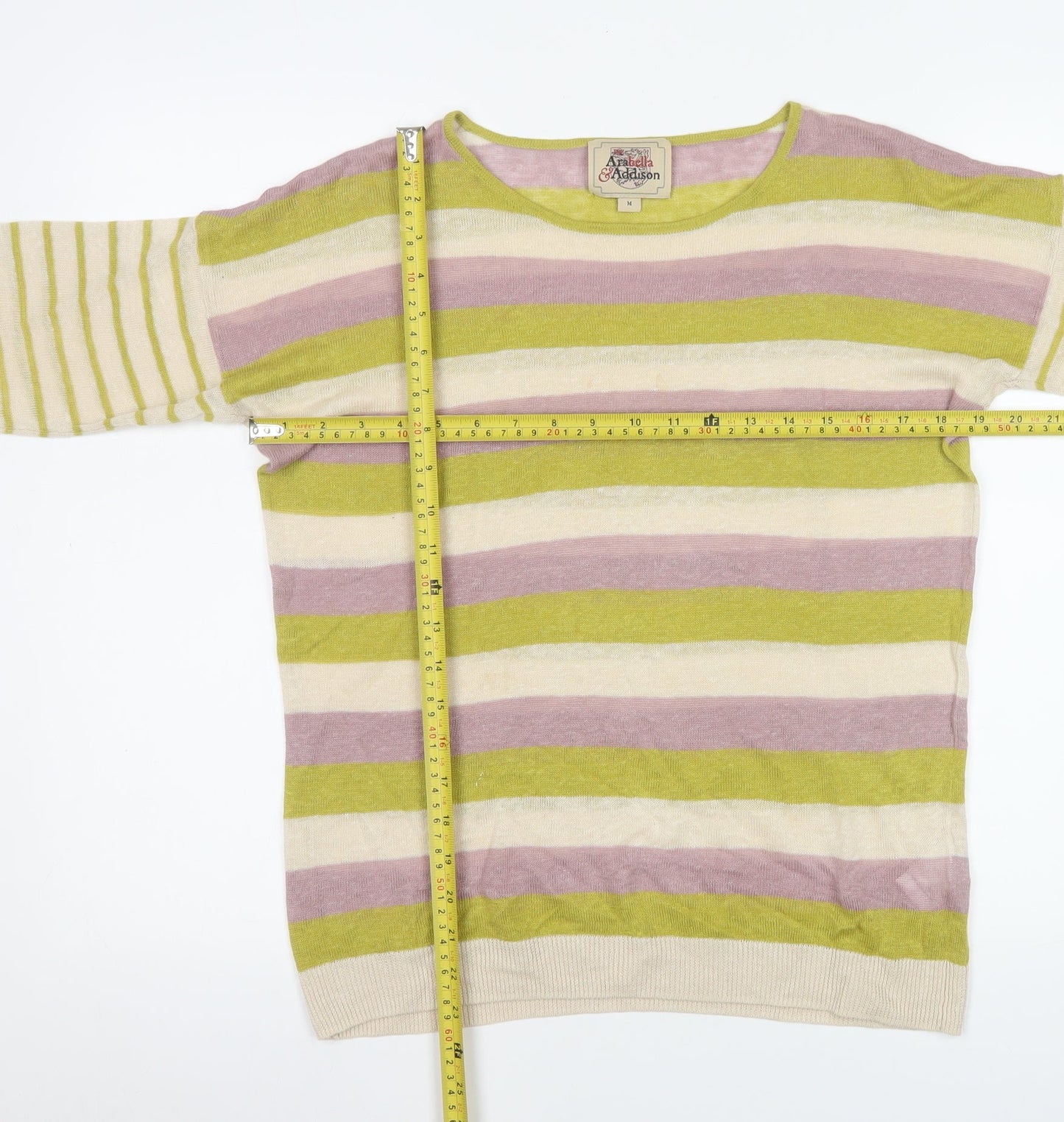 Arabella & Addison Women's Multicoloured Stripe Cotton Jumper M