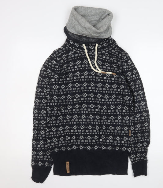 Naketano Men's Black Fair Isle High Neck Cotton Sweatshirt M