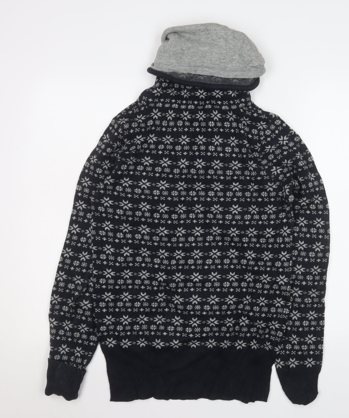 Naketano Men's Black Fair Isle High Neck Cotton Sweatshirt M