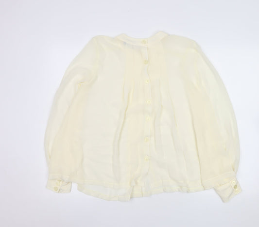 Next Women Ivory Chiffon Long Sleeve Button Blouse Size 8