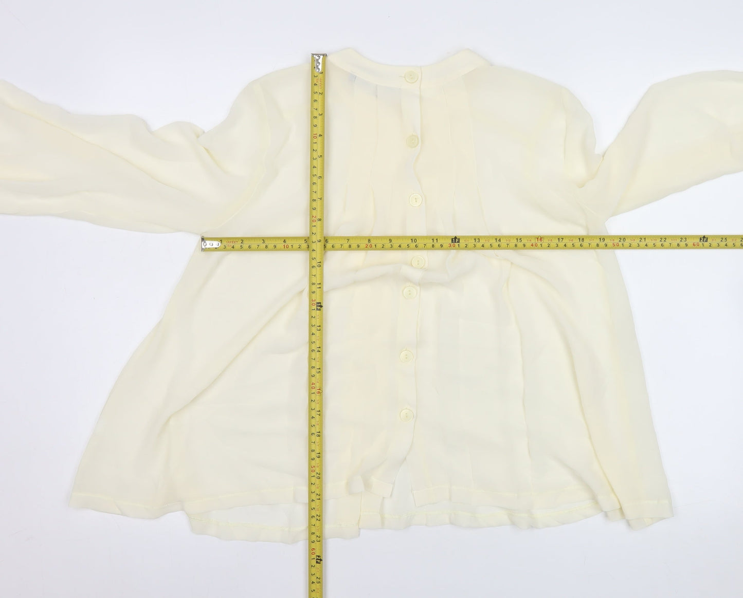 Next Women Ivory Chiffon Long Sleeve Button Blouse Size 8