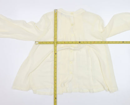 Next Women Ivory Chiffon Long Sleeve Button Blouse Size 8
