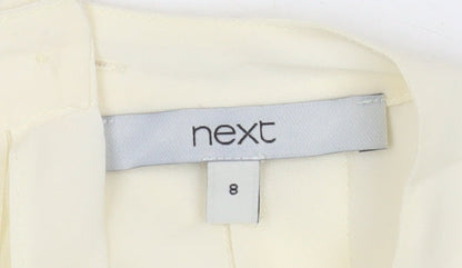 Next Women Ivory Chiffon Long Sleeve Button Blouse Size 8
