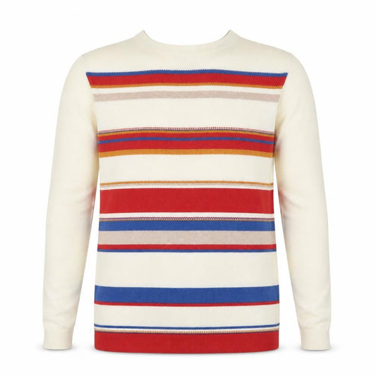 Aigle Men's Multicoloured Striped Wool Jumper M Crew Neck Pullover