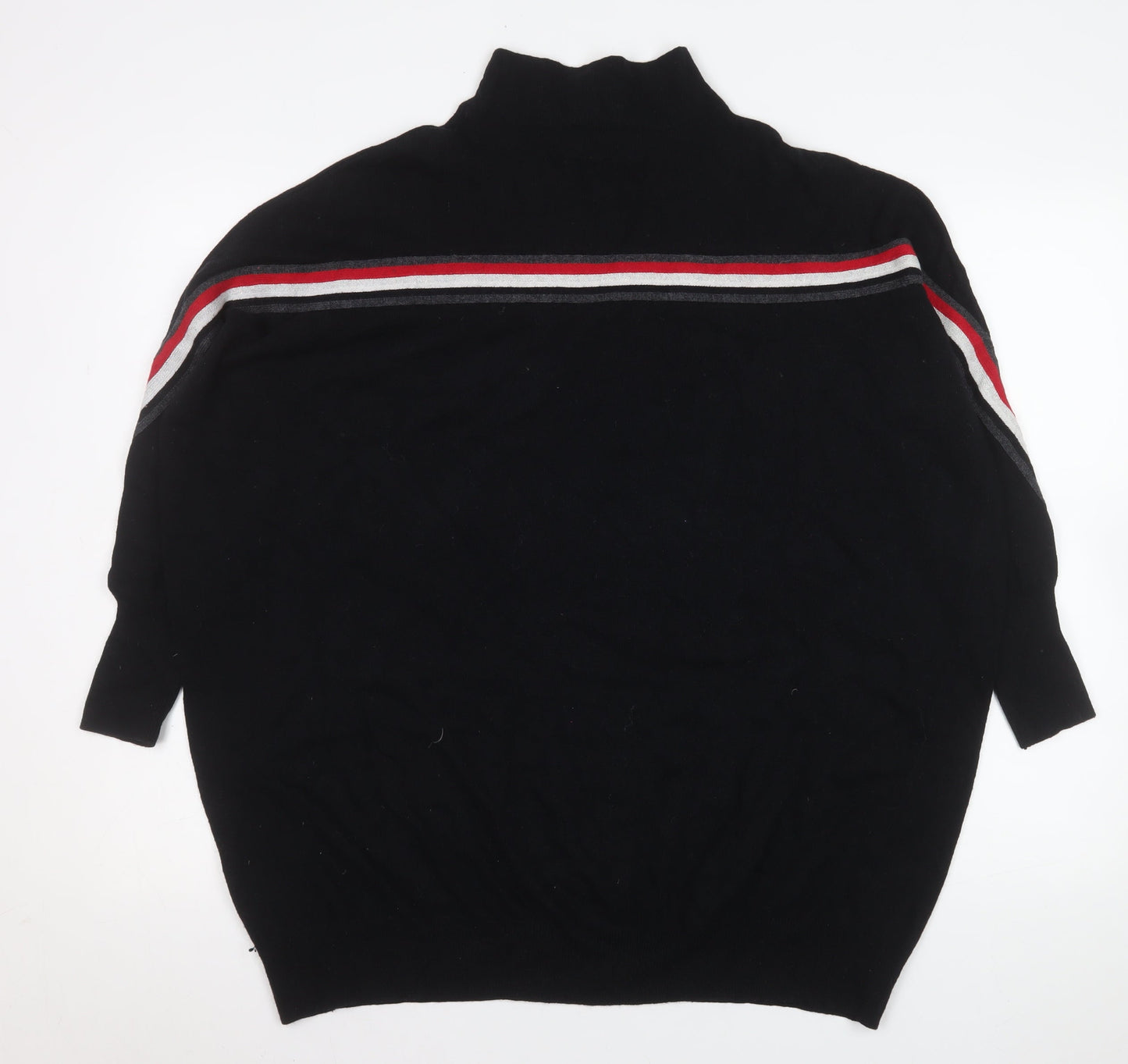 Mint Velvet Women's Black Mock Neck Wool Blend Relaxed Jumper Size S