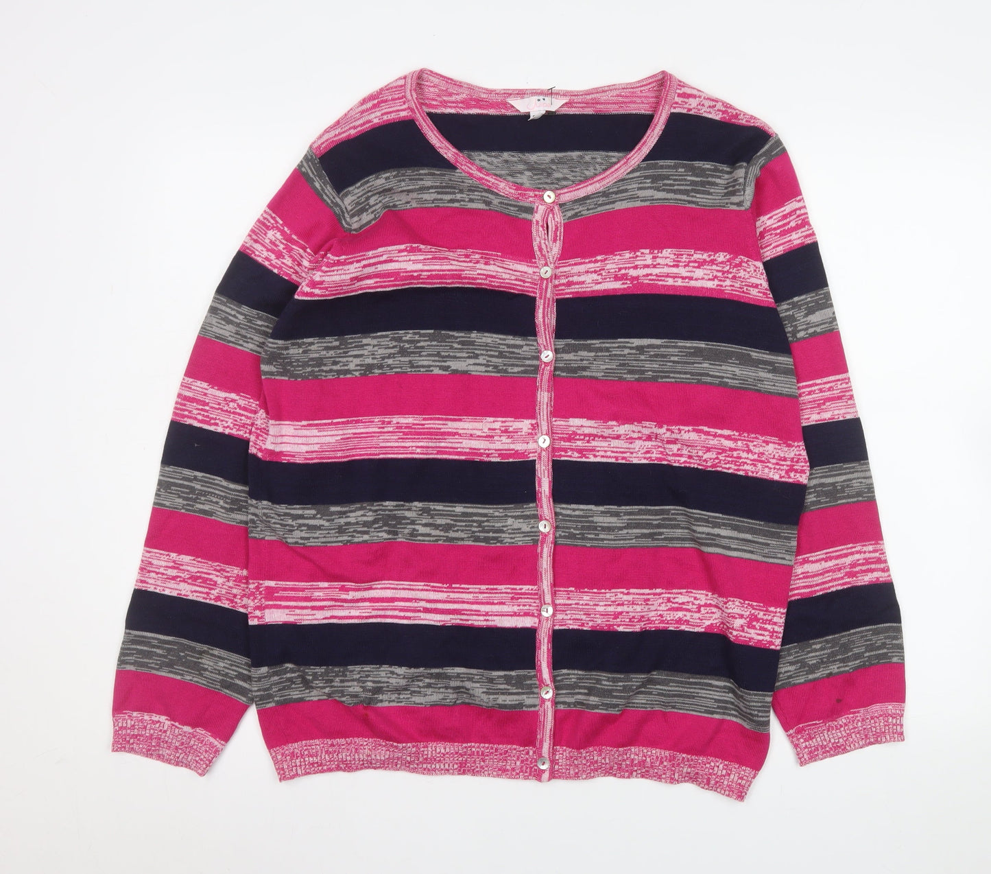 Julipa Women’s Multicoloured Stripe Cotton Cardigan Coatigan UK 16