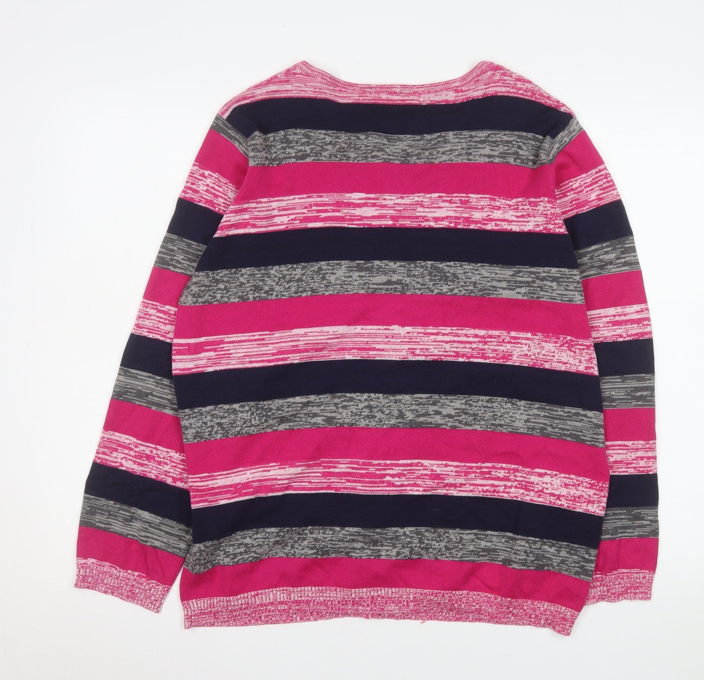 Julipa Women’s Multicoloured Stripe Cotton Cardigan Coatigan UK 16