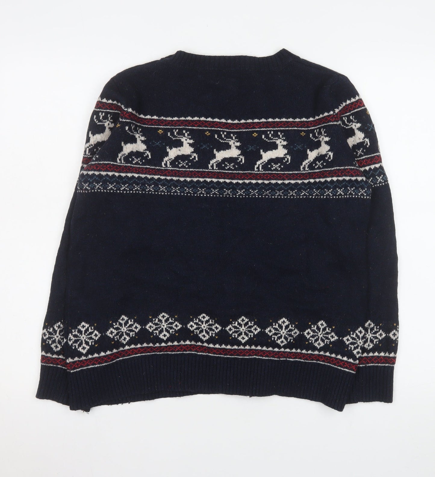 Fat Face Women Navy Christmas Reindeer Knit Crew Neck Jumper UK 12