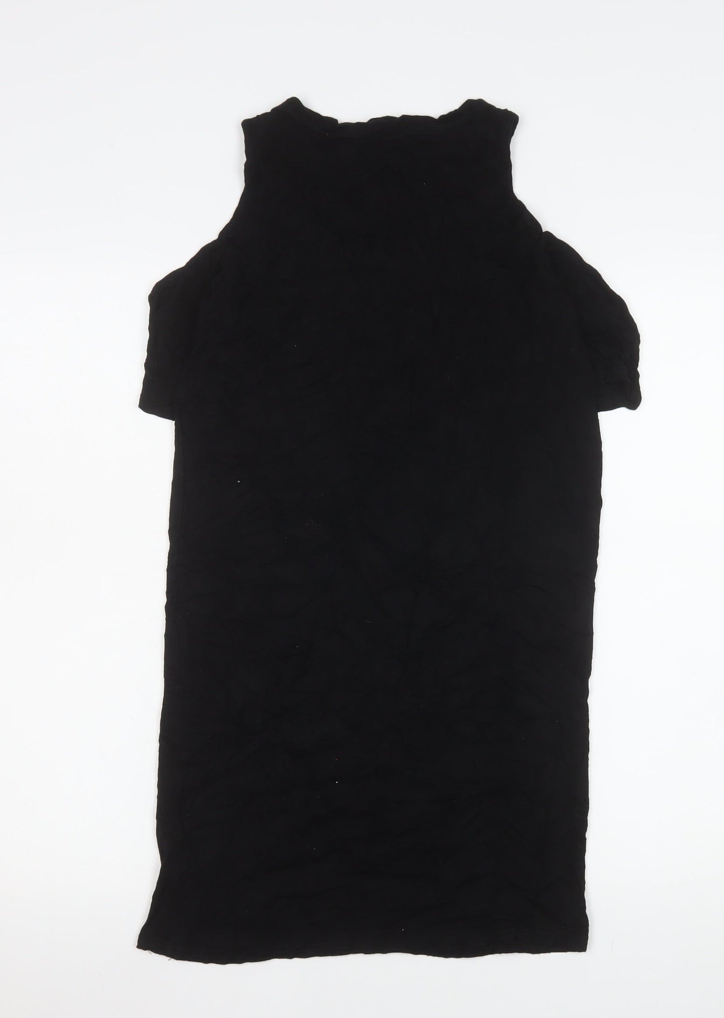 Missi London Women's Black Rock Graphic Lace-Up Tunic T-Shirt S