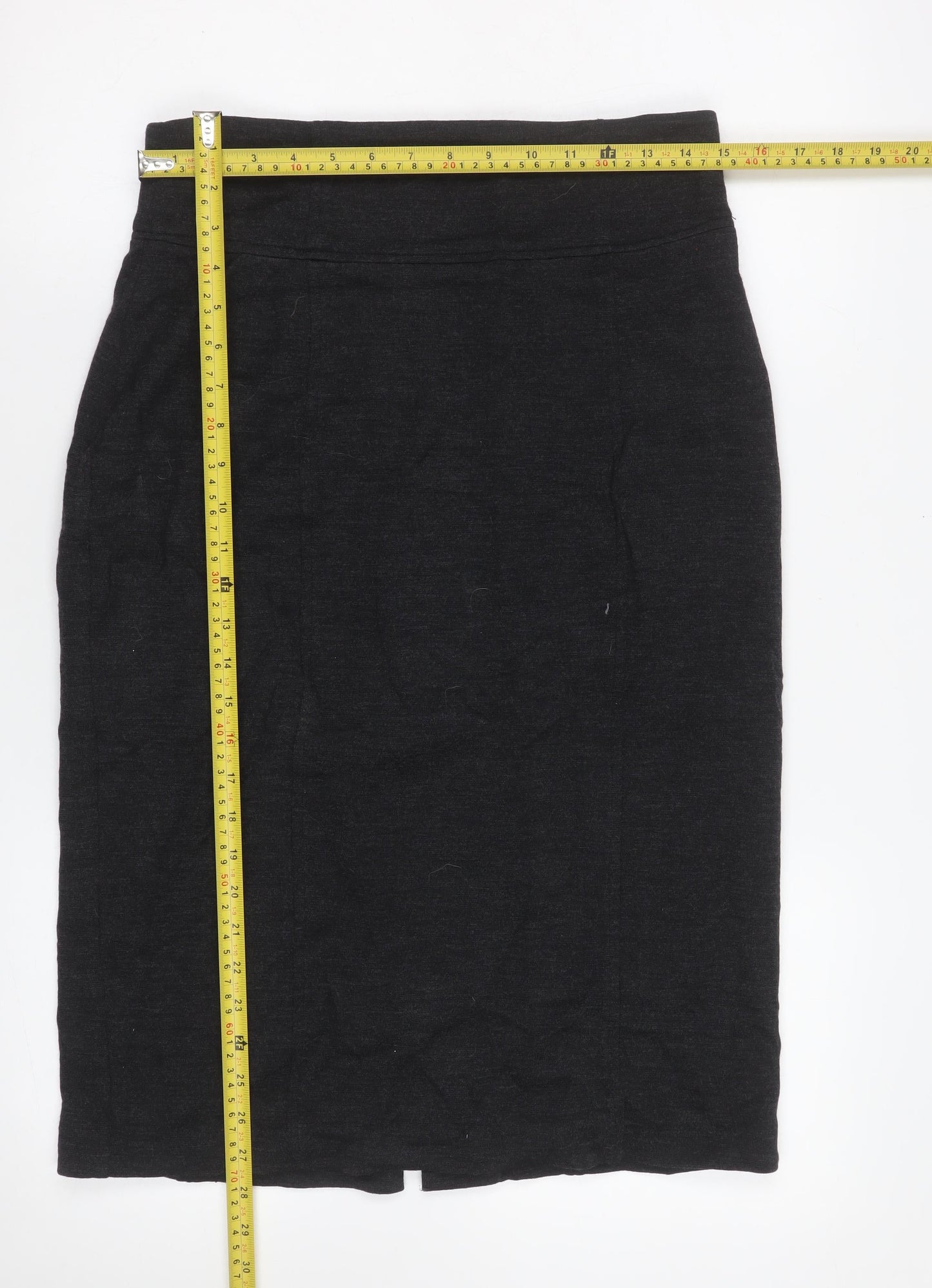L.K. Bennett Women Black Wool Pencil Skirt Size 14 Knee Length