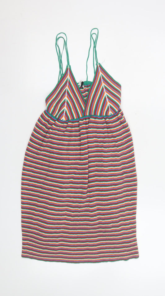 Zara Women Multicoloured Striped Knit Slip Dress S