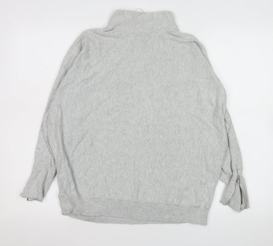 Mint Velvet Women Grey Roll Neck Zip Sleeve Pullover Sweatshirt L