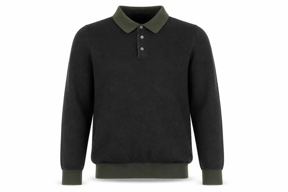 Next Men's Green Collared Cotton Henley Jumper Size S