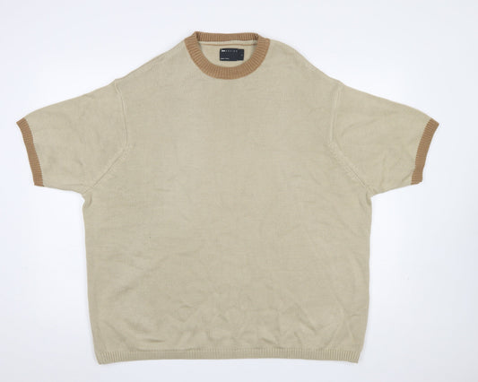ASOS DESIGN Men’s Beige Short Sleeve Crew Neck Knit Jumper L