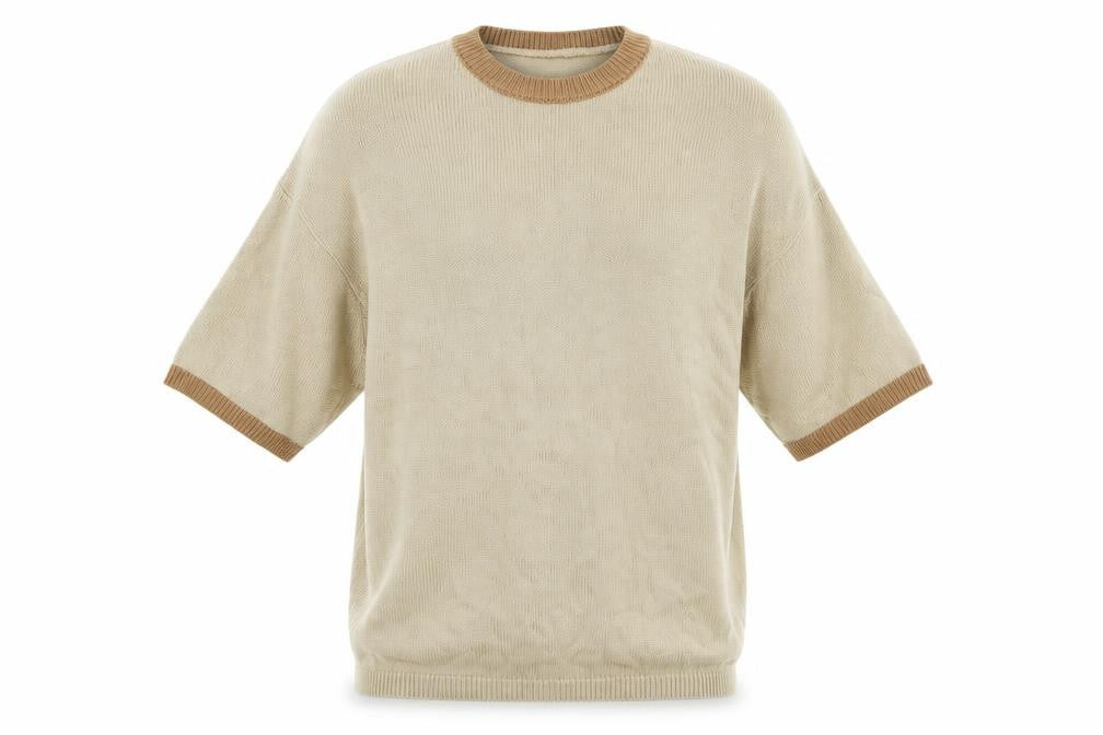 ASOS DESIGN Men’s Beige Short Sleeve Crew Neck Knit Jumper L
