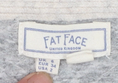 FatFace Women Grey Fair Isle Open Cardigan UK 8 Wool Blend Knit