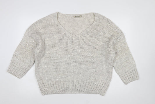 Alessia Pacini Women’s Ivory V-Neck Chunky Knit Jumper S