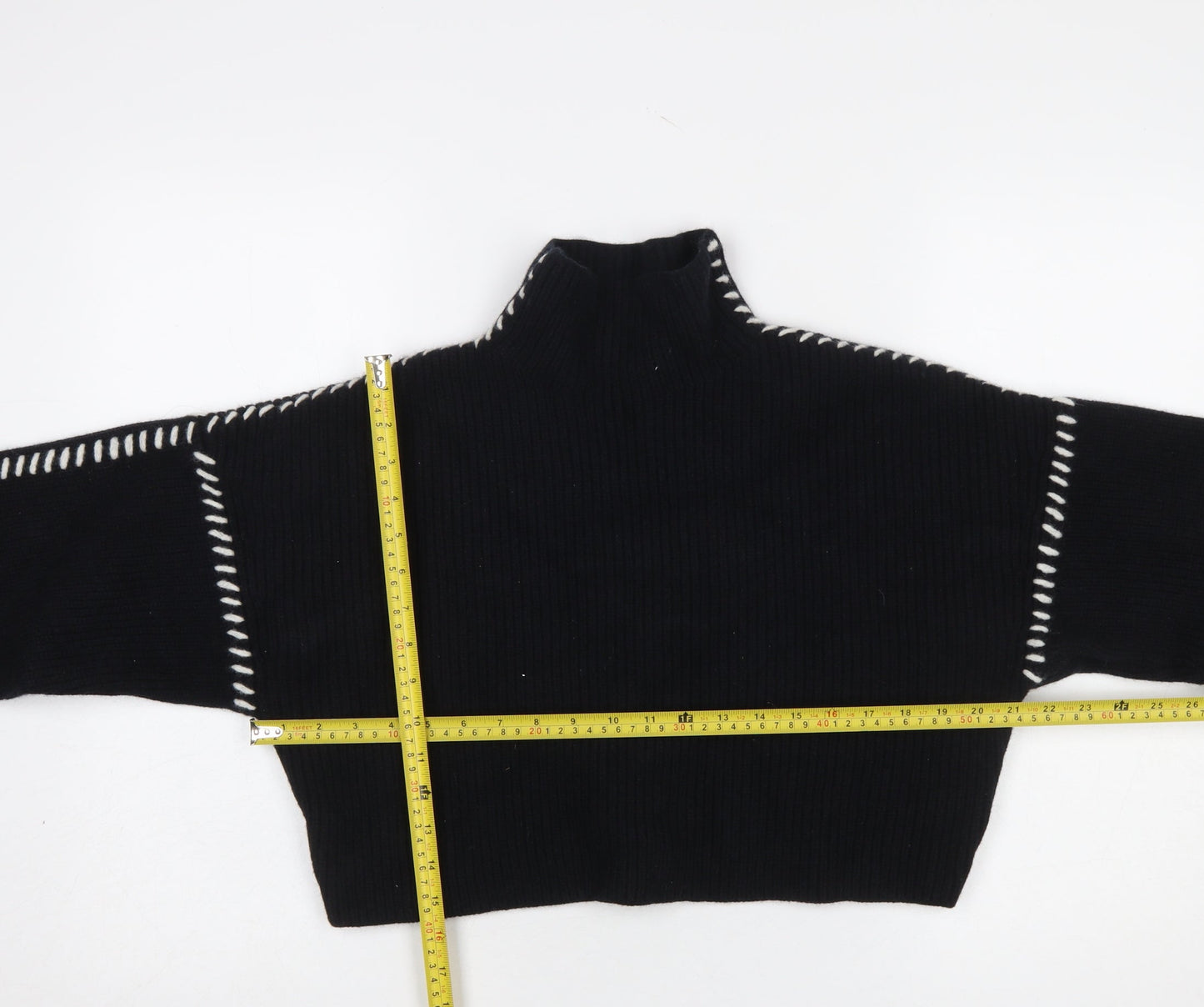 H&M Women's Black Wool High Neck Knit Jumper Size S