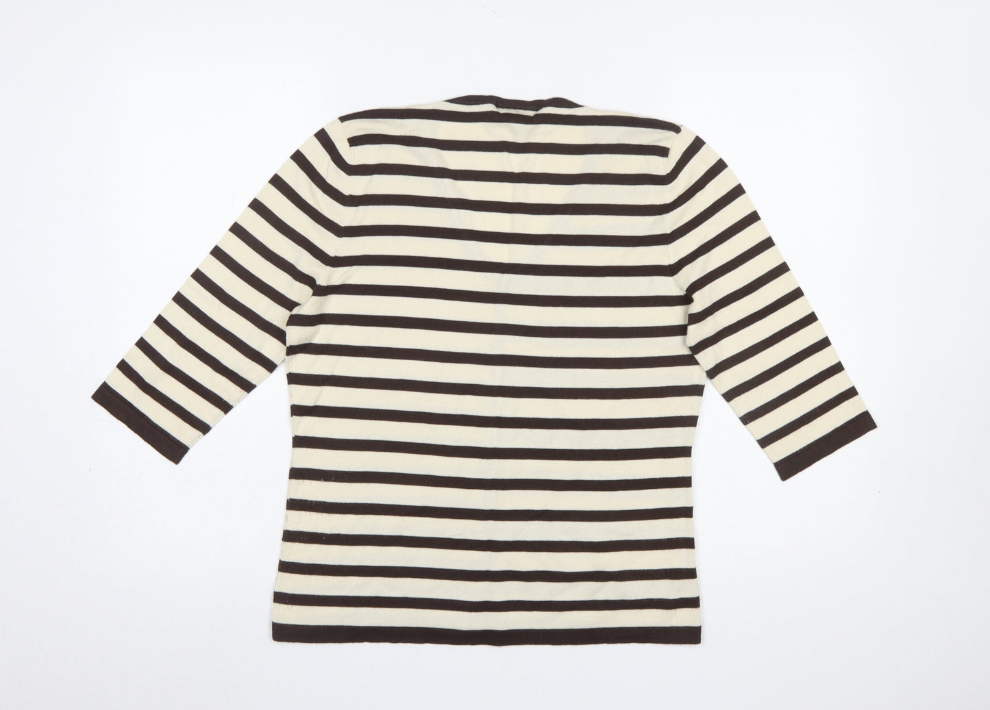 ALEX & Co. Women's Brown Striped V-Neck Knit Jumper Size 12