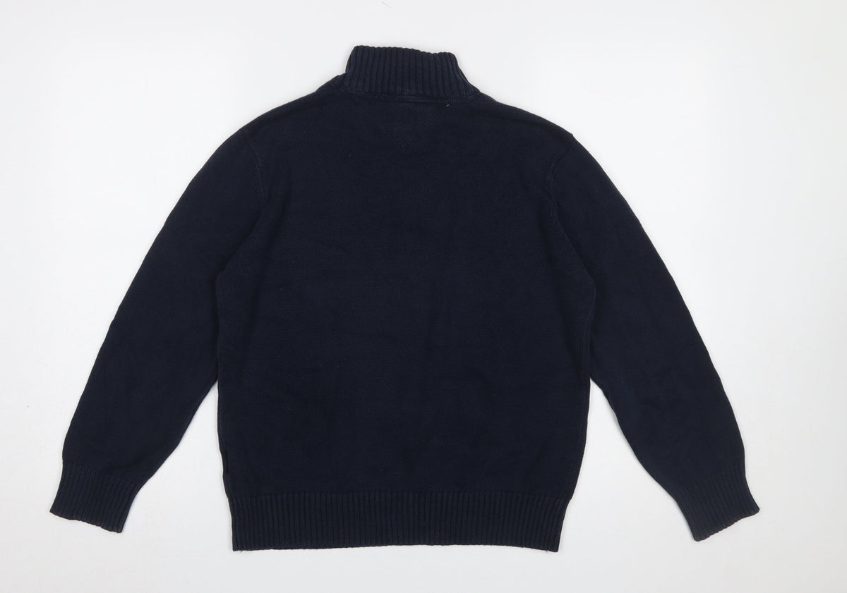 Tommy Hilfiger Boys Navy Argyle 1/2 Zip Cotton Jumper Size 16-18 L