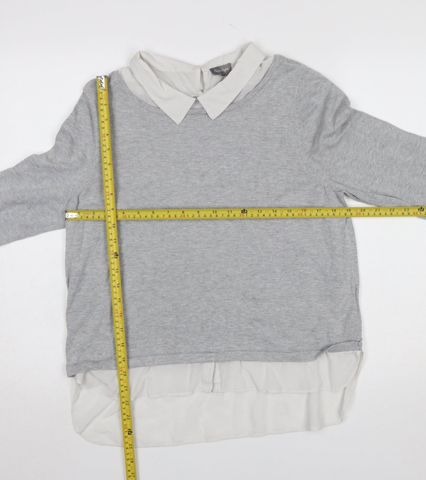 Phase Eight Women’s Grey Collared 3/4 Sleeve Pullover Jumper Size 16