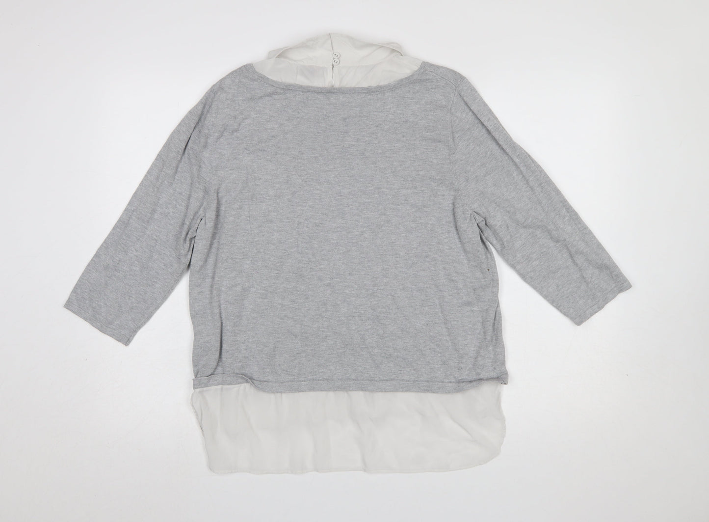 Phase Eight Women’s Grey Collared 3/4 Sleeve Pullover Jumper Size 16