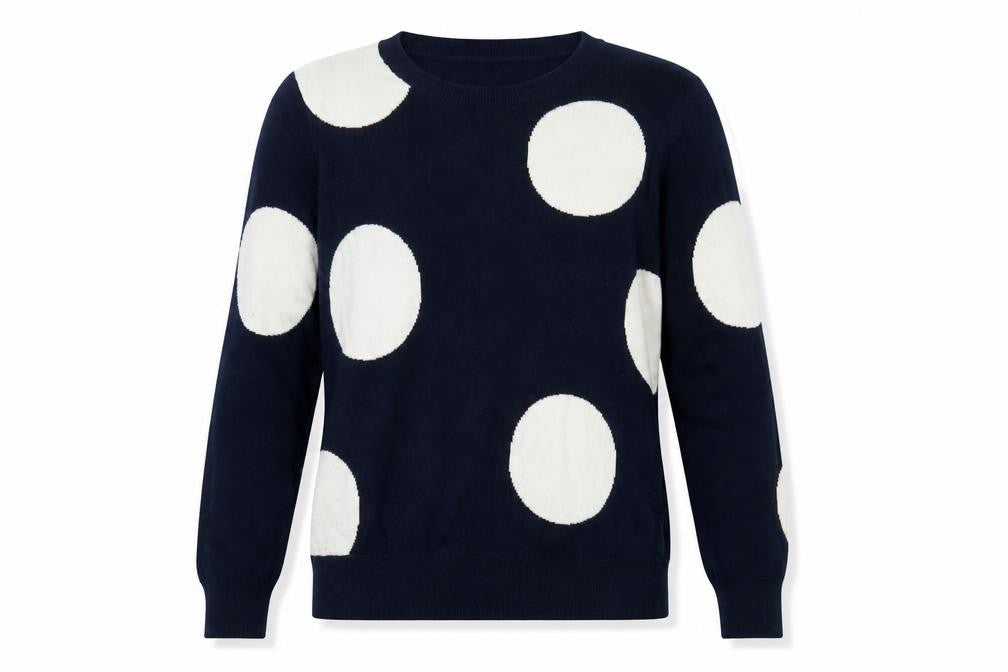 Marks & Spencer Women's Blue Polka Dot Crew Neck Jumper Size 12