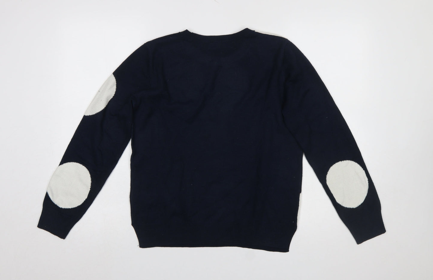 Marks and Spencer Women's Blue Polka Dot Crew Neck Jumper Size 12