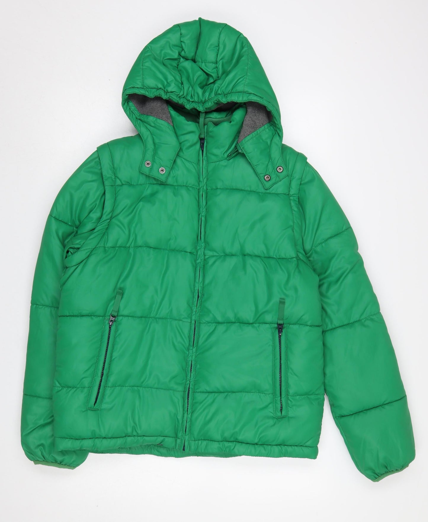 Mini Boden Boys Green Hooded Puffer Jacket 13-14 Years Winter Coat