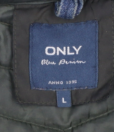 ONLY Women’s Black Hooded Long Puffer Coat Size L