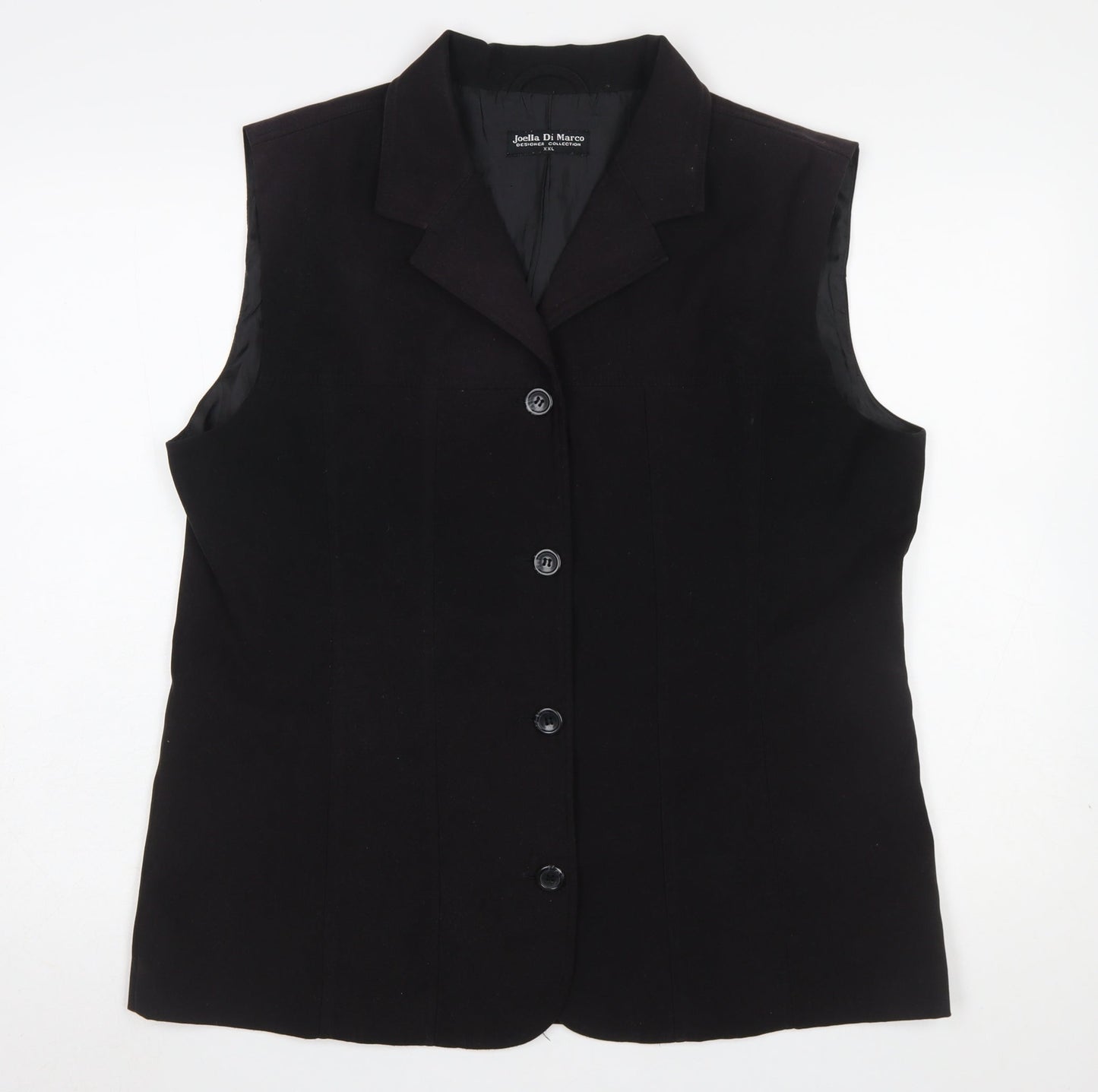 Joella Di Marco Women Black 2XL Sleeveless Waistcoat Smart Lined