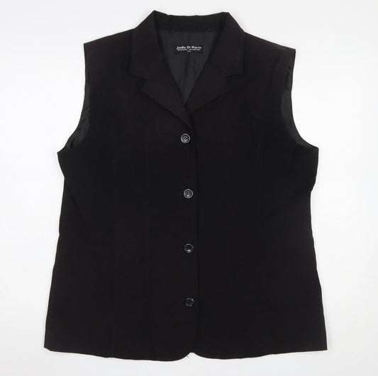 Joella Di Marco Women Black 2XL Sleeveless Waistcoat Smart Lined