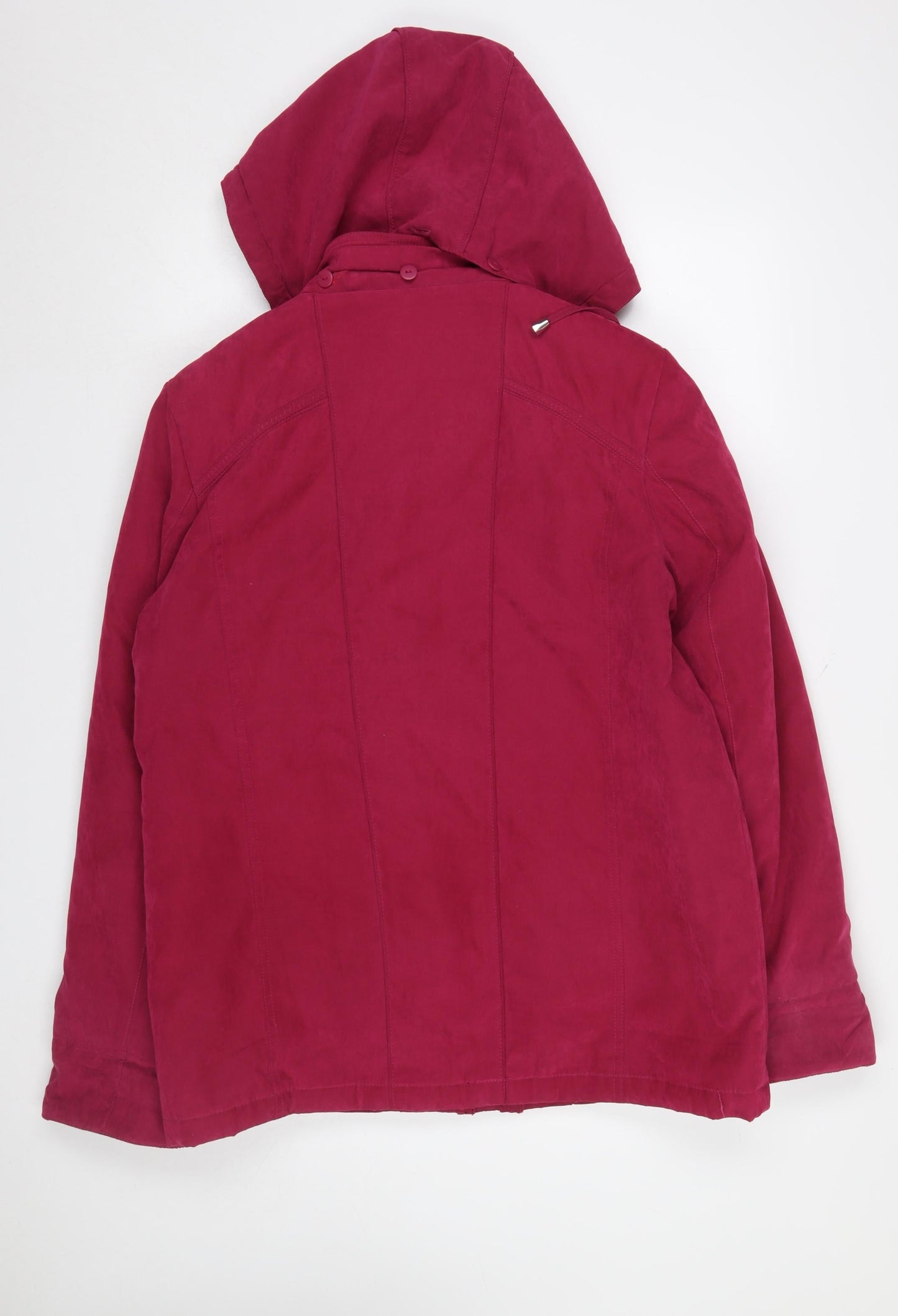EWM Womens Red Hooded Parka Jacket Size 14 Lined Winter Coat