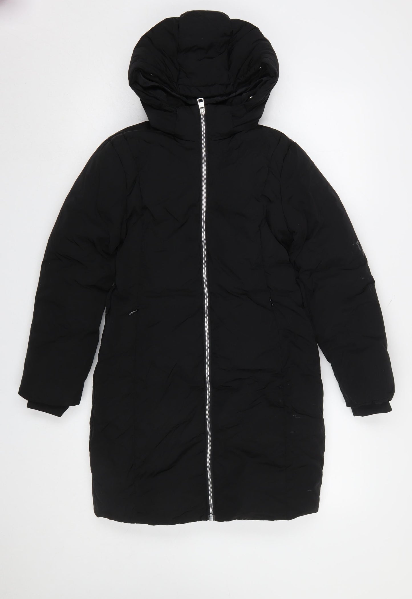 Calvin Klein Jeans Women's Black Long Hooded Puffer Coat Size 10