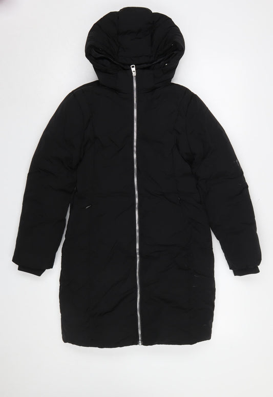 Calvin Klein Jeans Women's Black Long Hooded Puffer Coat Size 10