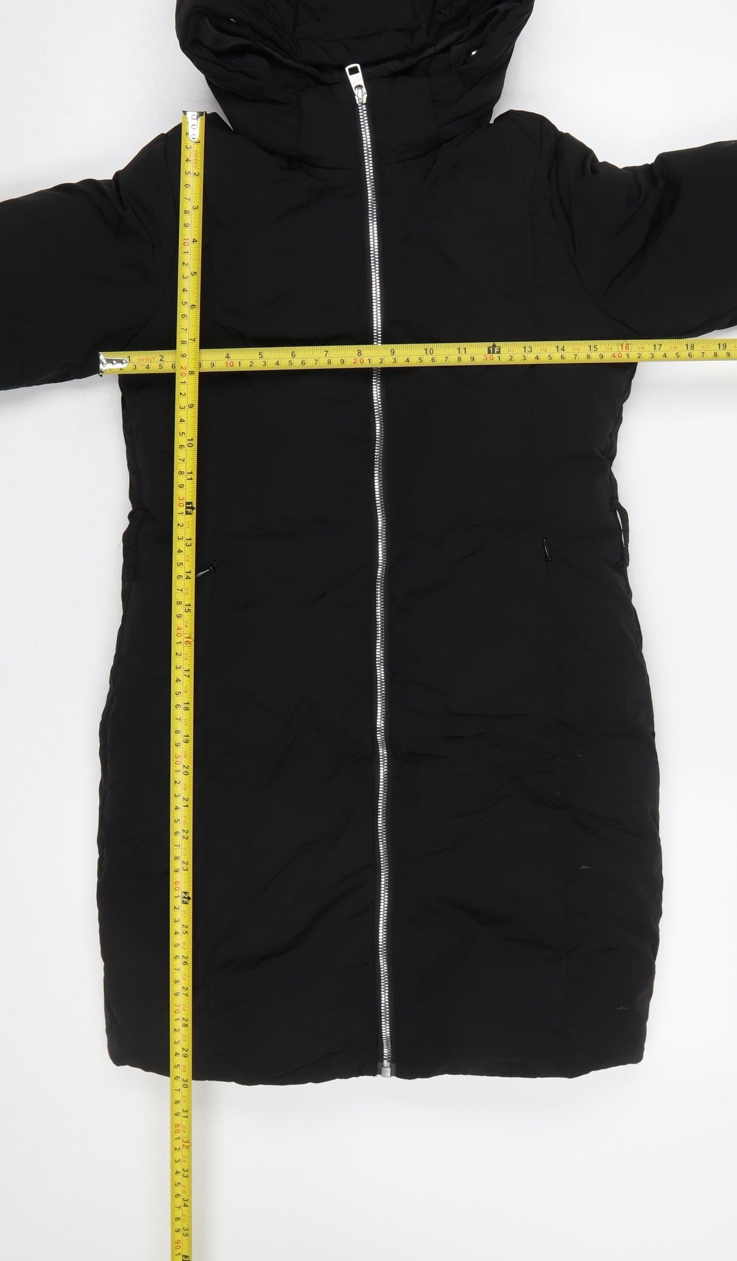 Calvin Klein Jeans Women's Black Long Hooded Puffer Coat Size 10