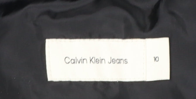 Calvin Klein Jeans Women's Black Long Hooded Puffer Coat Size 10
