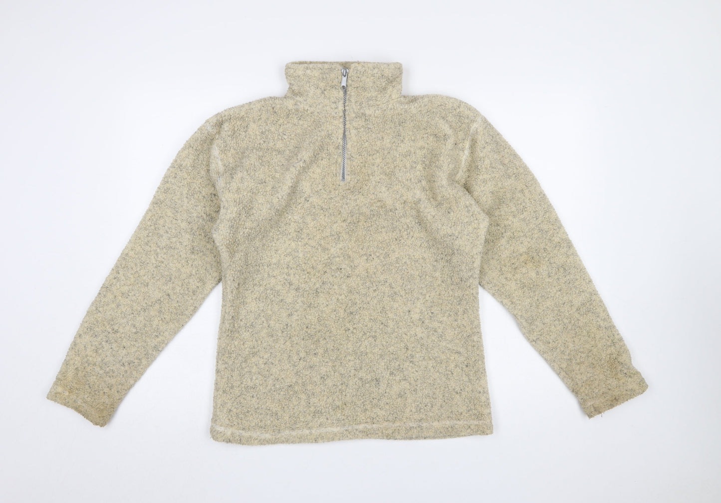 Interval Sports Women Beige 1/2 Zip Wool Blend Pullover Sweatshirt M/L