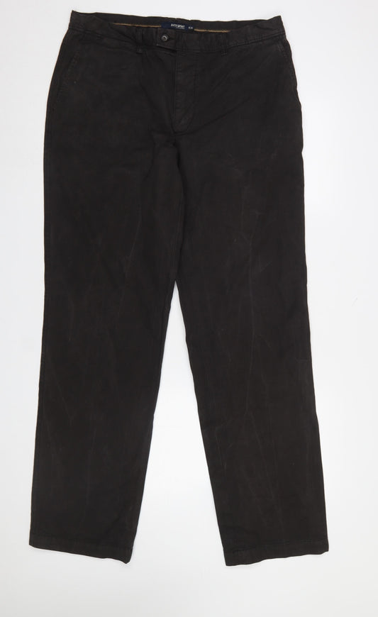 Massimo Dutti Men's Black Chino Trousers Size M Regular Fit