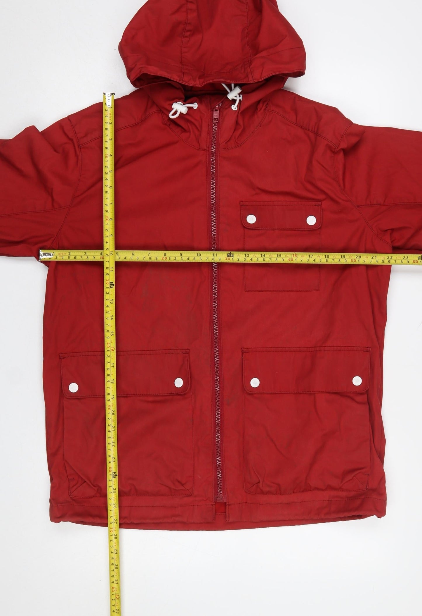 H&M L.O.G.G. Mens Red Hooded Parka Jacket Size M Regular Fit