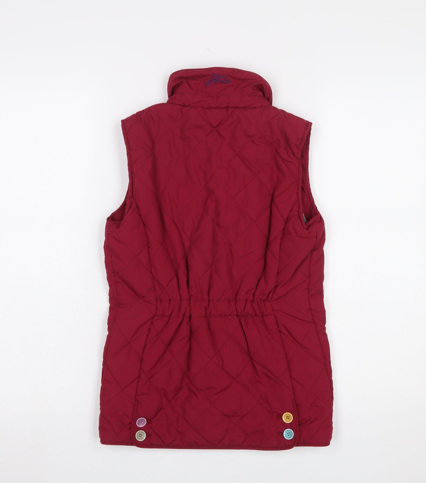 Joules Girls Red Quilted Waistcoat 9-10 Years Sleeveless Button Up Gilet