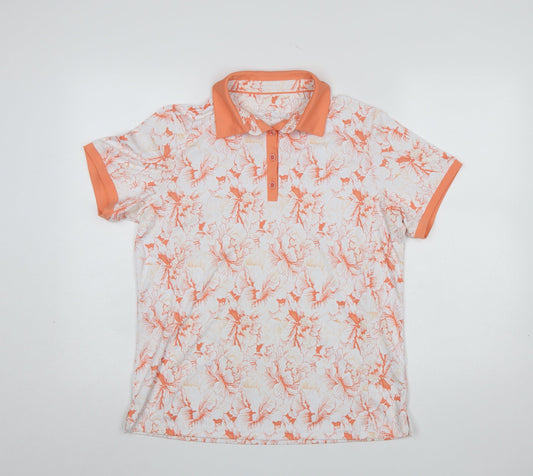 Pádráig Harrington for Dunnes Stores Women’s Orange Floral Polo Shirt Size 12