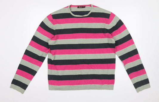 Monsoon Women Multicoloured Stripe Cotton Crew Neck Jumper M